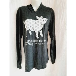 Southern trends black hoodie sz small polka dot pig top